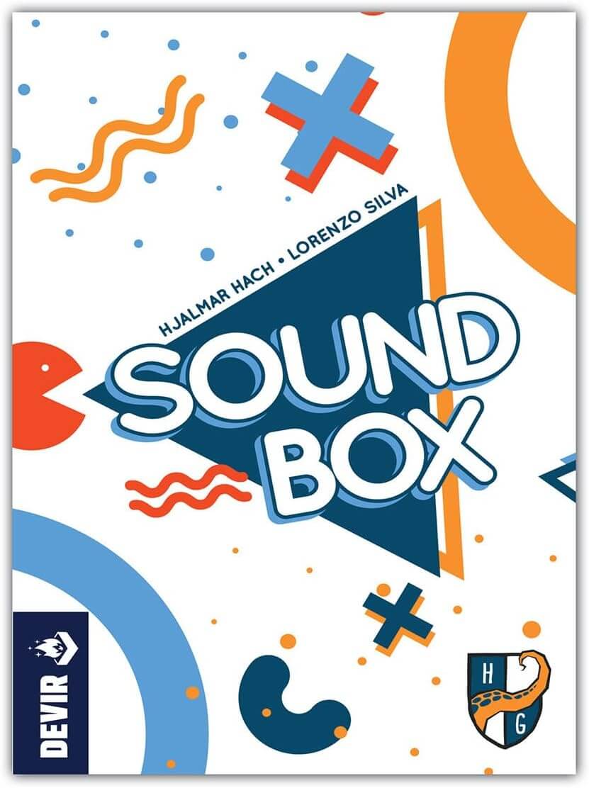 Cover of Sound Box board game featuring colorful graphics and playful design elements.