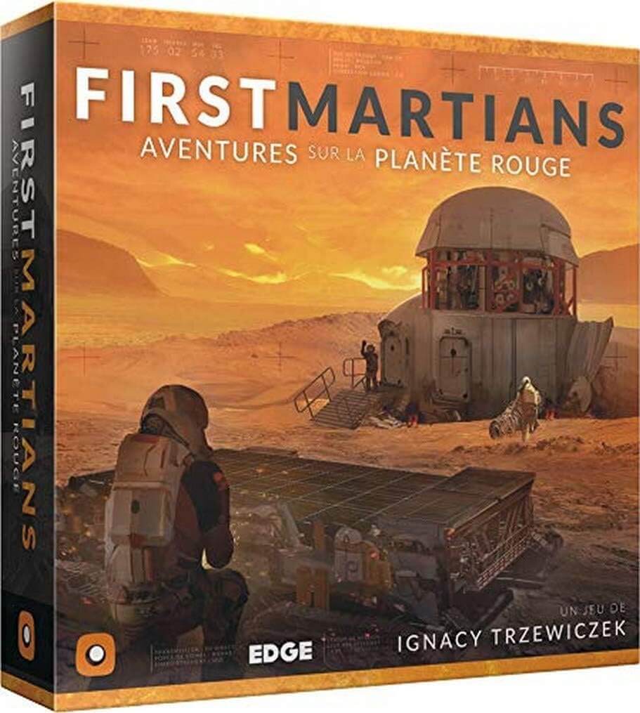 First Martians board game box featuring Mars exploration and survival theme, designed for cooperative gameplay.