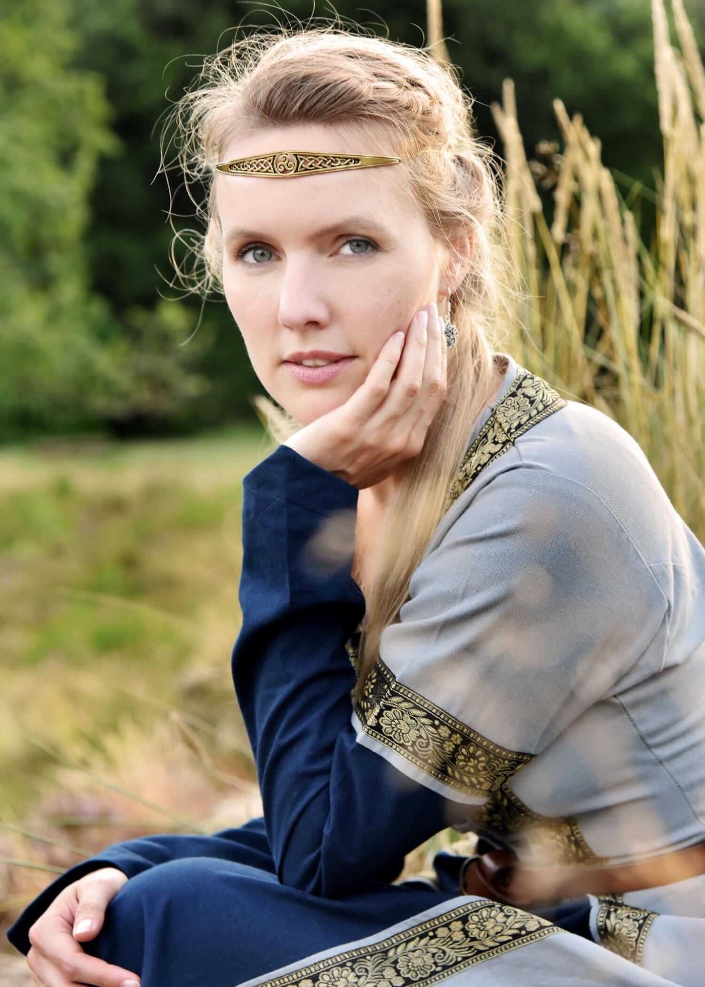 LARP DRESS FOR REENACTMENT: MEDIEVAL DRESS BLUE/BLUISH GRAY - Game On Board