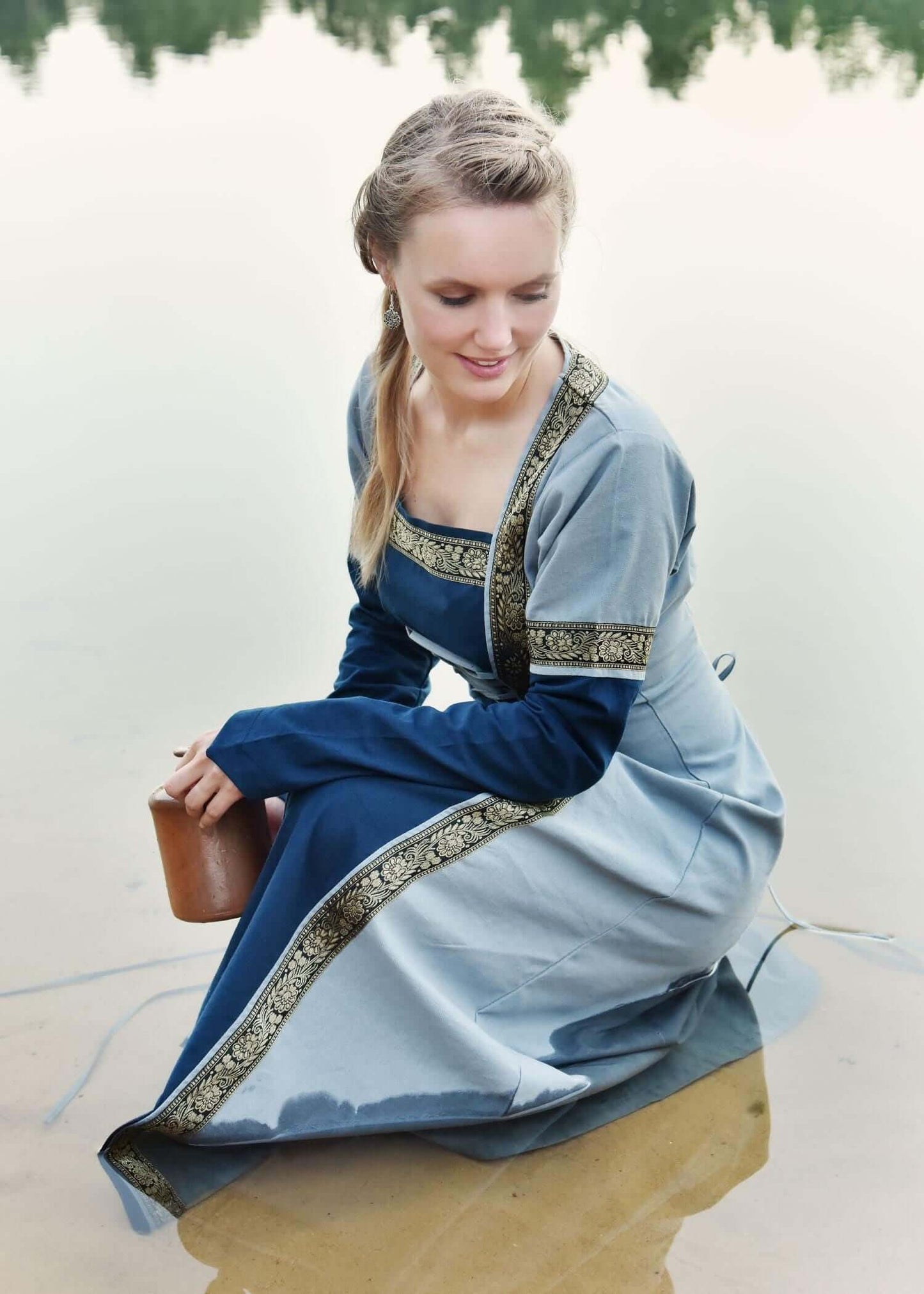 LARP DRESS FOR REENACTMENT: MEDIEVAL DRESS BLUE/BLUISH GRAY - Game On Board