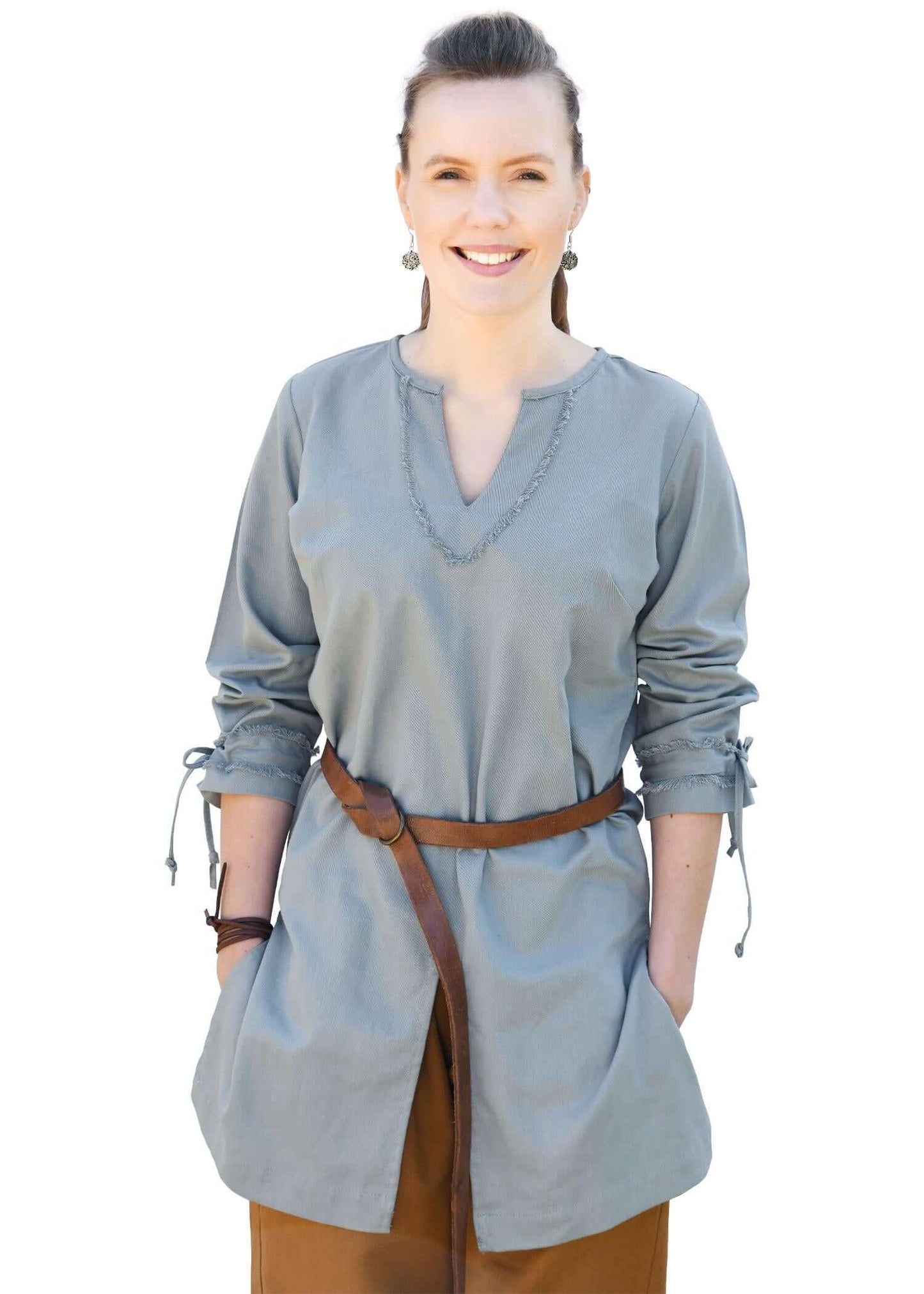 MEDIEVAL WOMEN'S TUNIC FOR LARP AND HISTORICAL REENACTMENTS - BLUISH GRAY - Game On Board