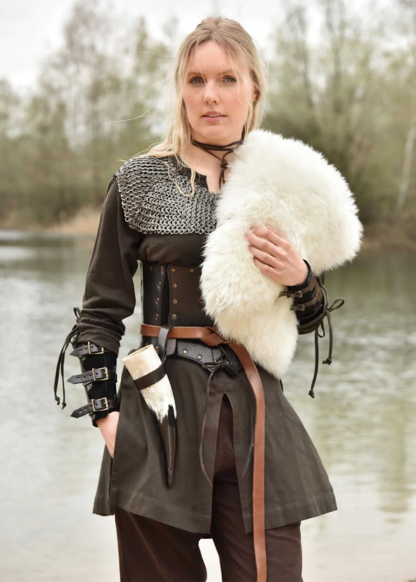MEDIEVAL WOMEN'S TUNIC FOR LARP - BLUISH GRAY - Game On Board