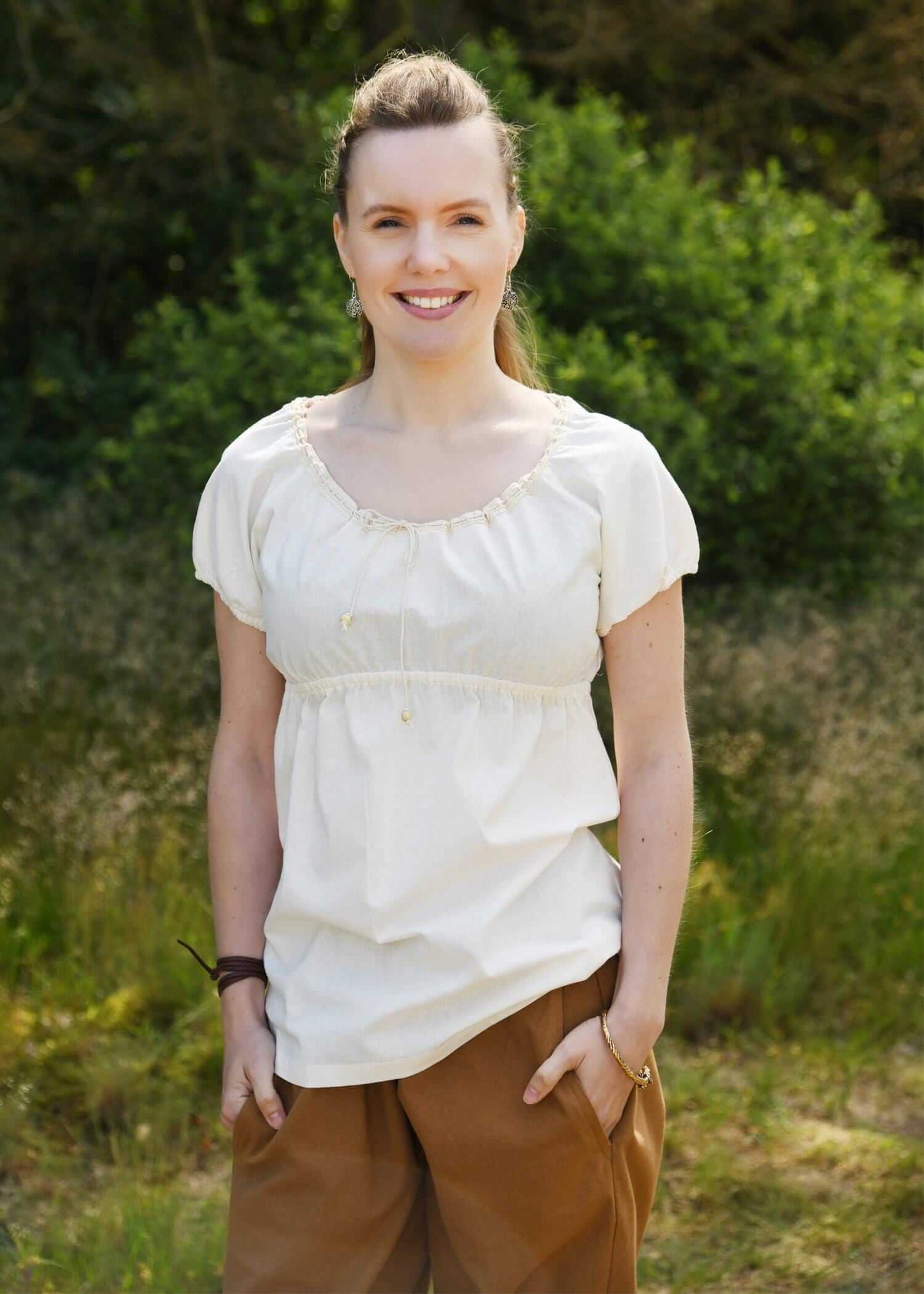 MEDIEVAL SHORT-SLEEVED BLOUSE FOR LARP - WHITE - Game On Board