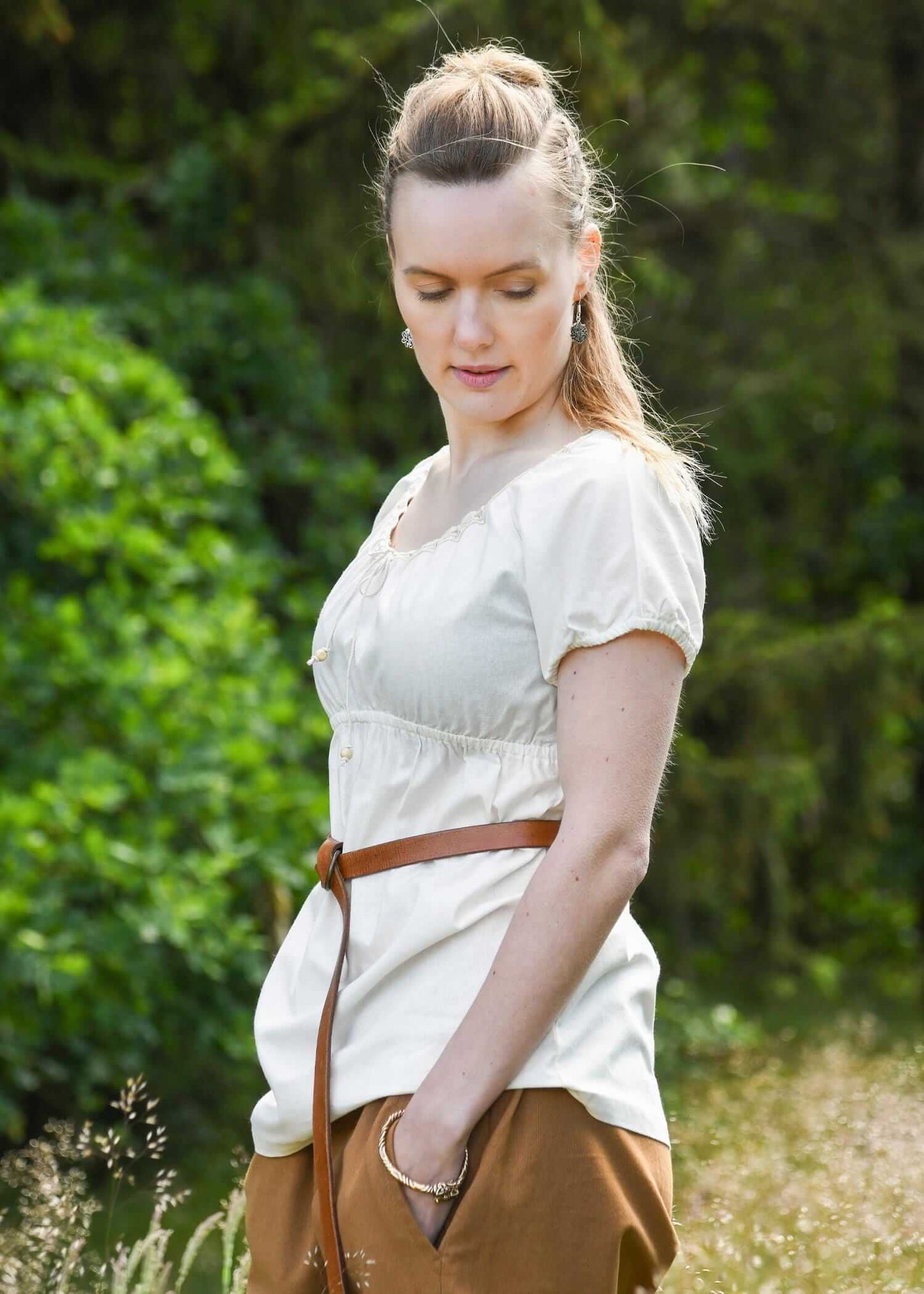 MEDIEVAL SHORT-SLEEVED BLOUSE FOR LARP - WHITE - Game On Board