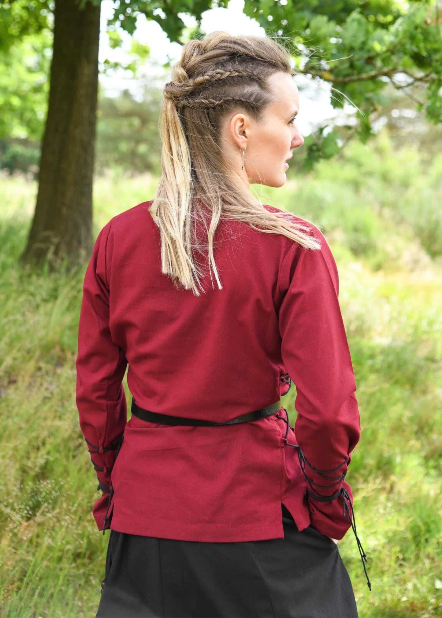 MEDIEVAL BLOUSE WITH LACES - WOMEN'S LARP SHIRT - BORDEAUX - Game On Board