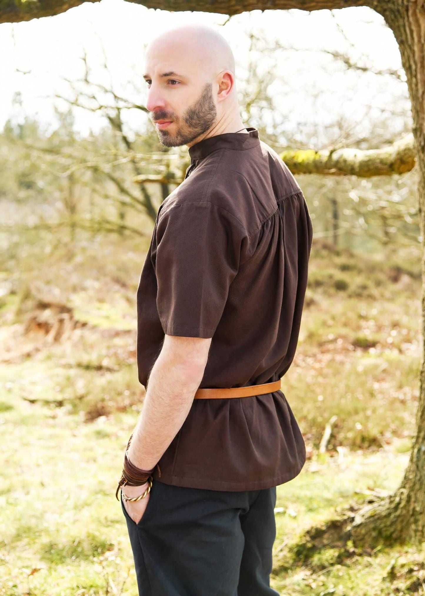 MEDIEVAL LARP SHIRT WITH SHORT SLEEVES - BROWN - Game On Board