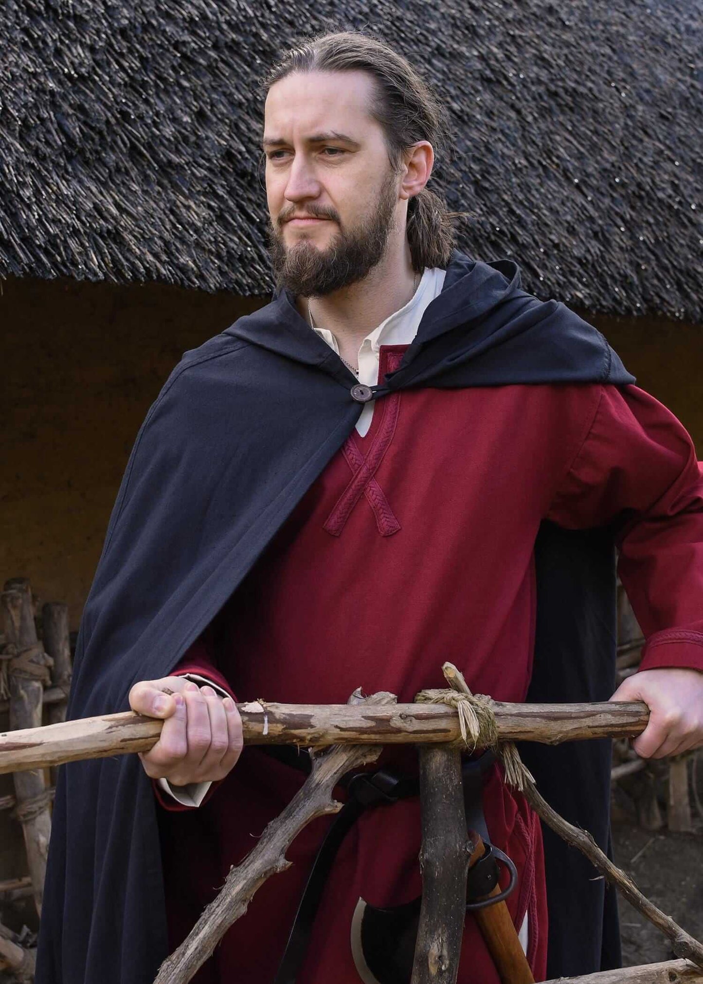 MEDIEVAL TUNIC FOR LARP WITH TRIM - WINE RED - Game On Board