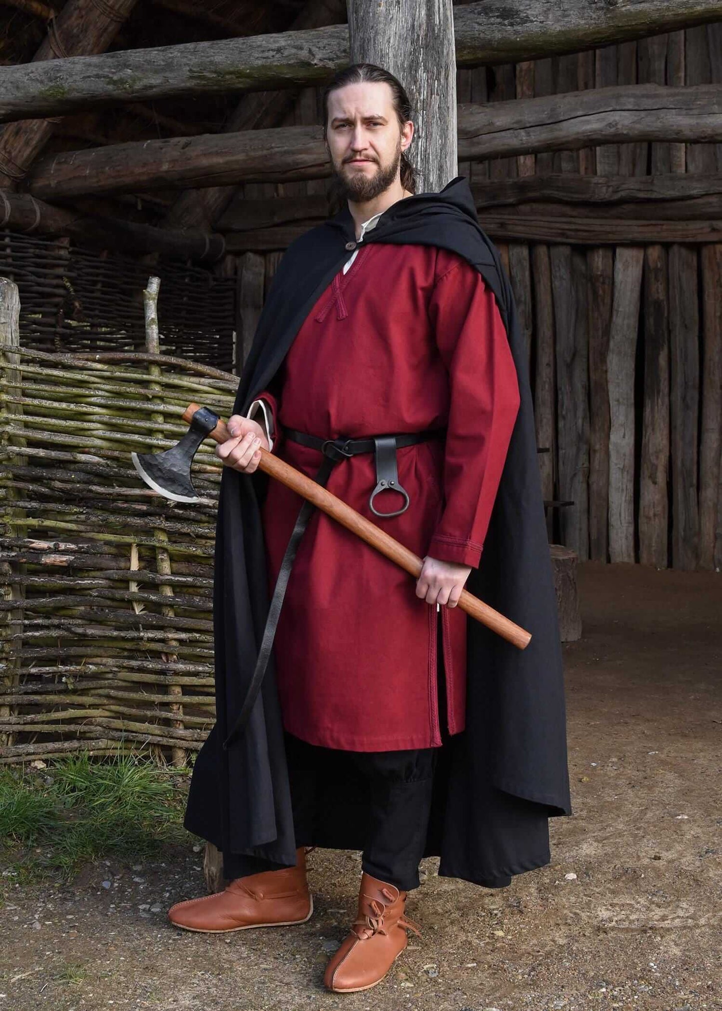MEDIEVAL TUNIC FOR LARP WITH TRIM - WINE RED - Game On Board