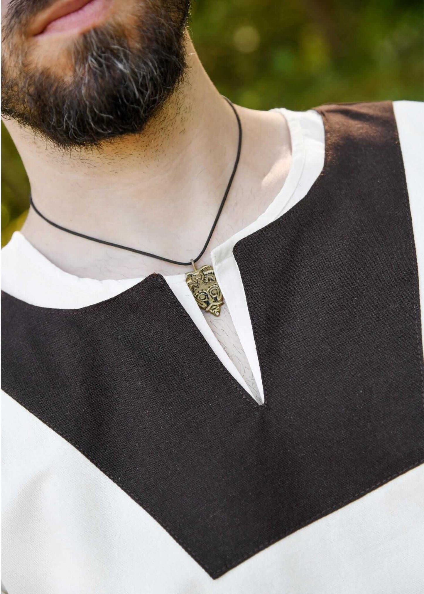 EARLY MEDIEVAL TUNIC FOR LARP WHITE/BROWN - Game On Board