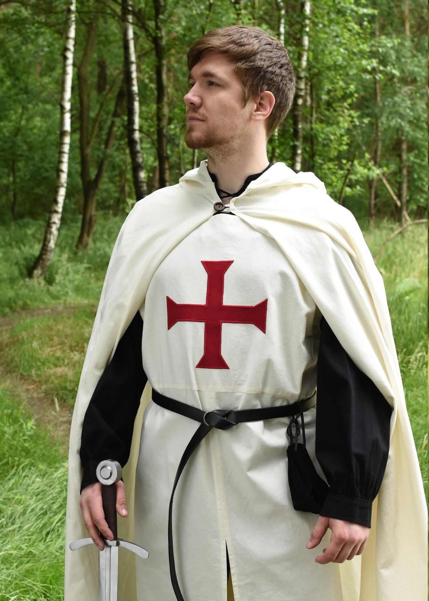 MEDIEVAL TEMPLAR COAT - TEMPLAR LARP GARMENT WHITE/RED - Game On Board