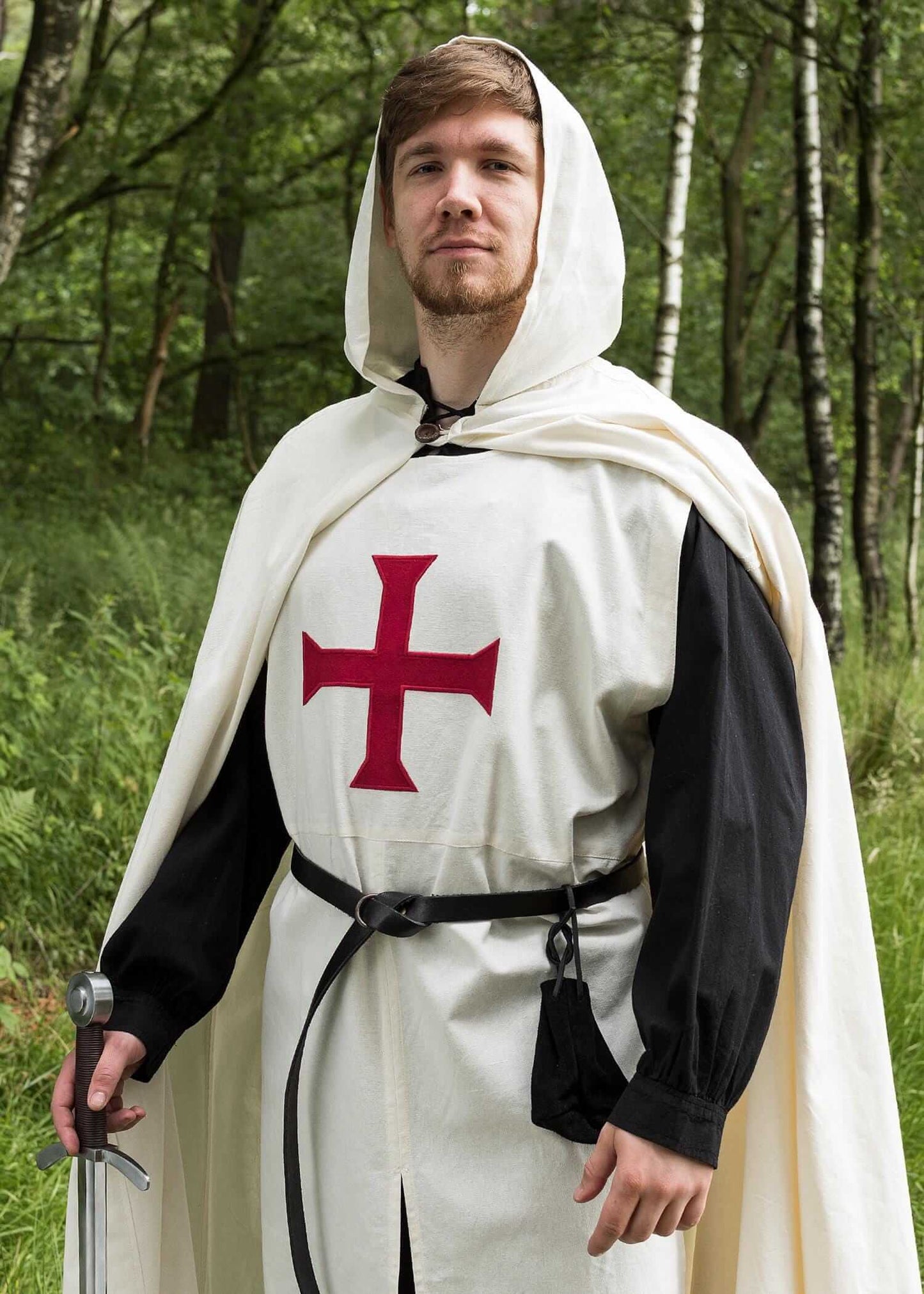 MEDIEVAL TEMPLAR COAT - TEMPLAR LARP GARMENT WHITE/RED - Game On Board