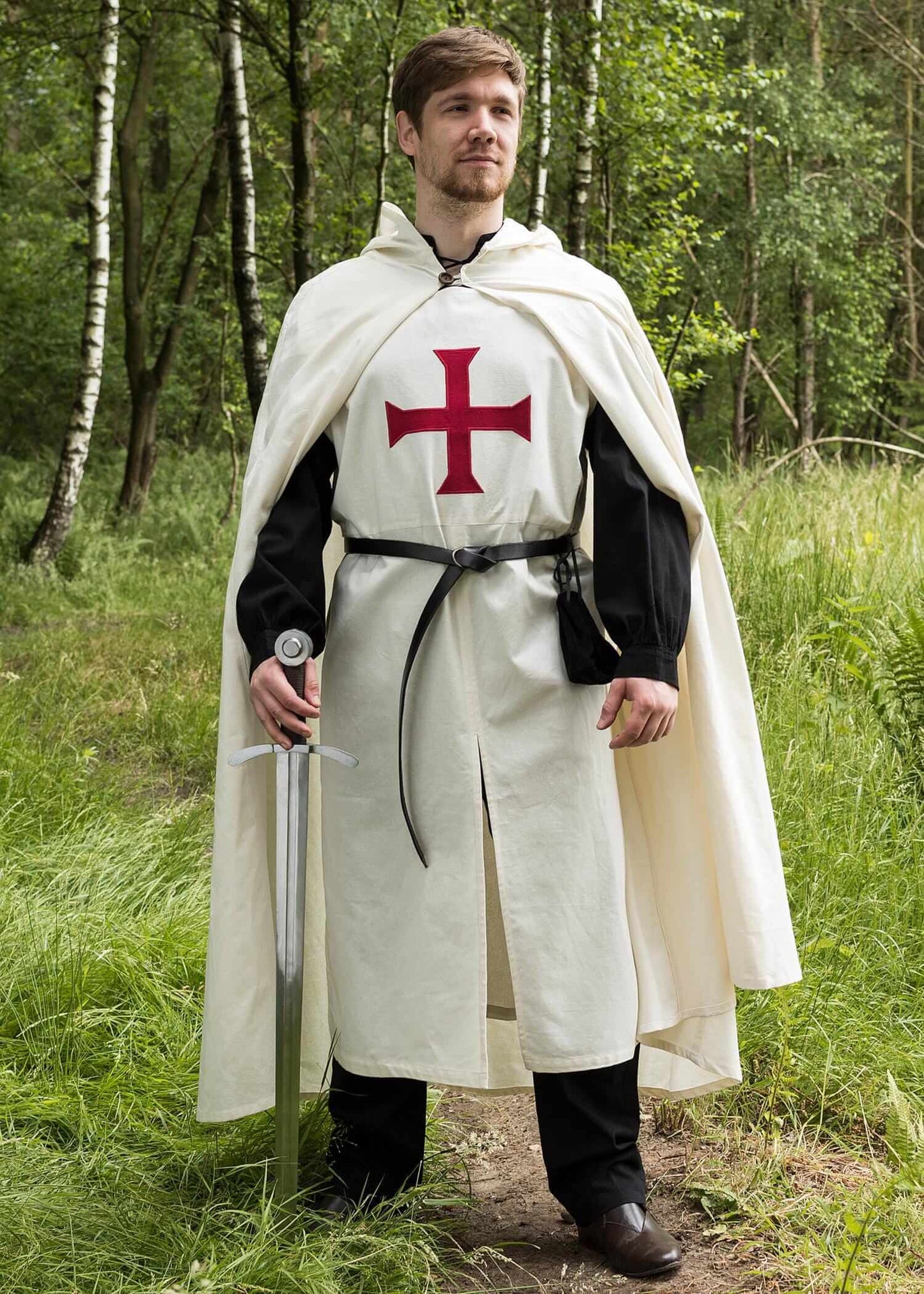 MEDIEVAL TEMPLAR COAT - TEMPLAR LARP GARMENT WHITE/RED - Game On Board