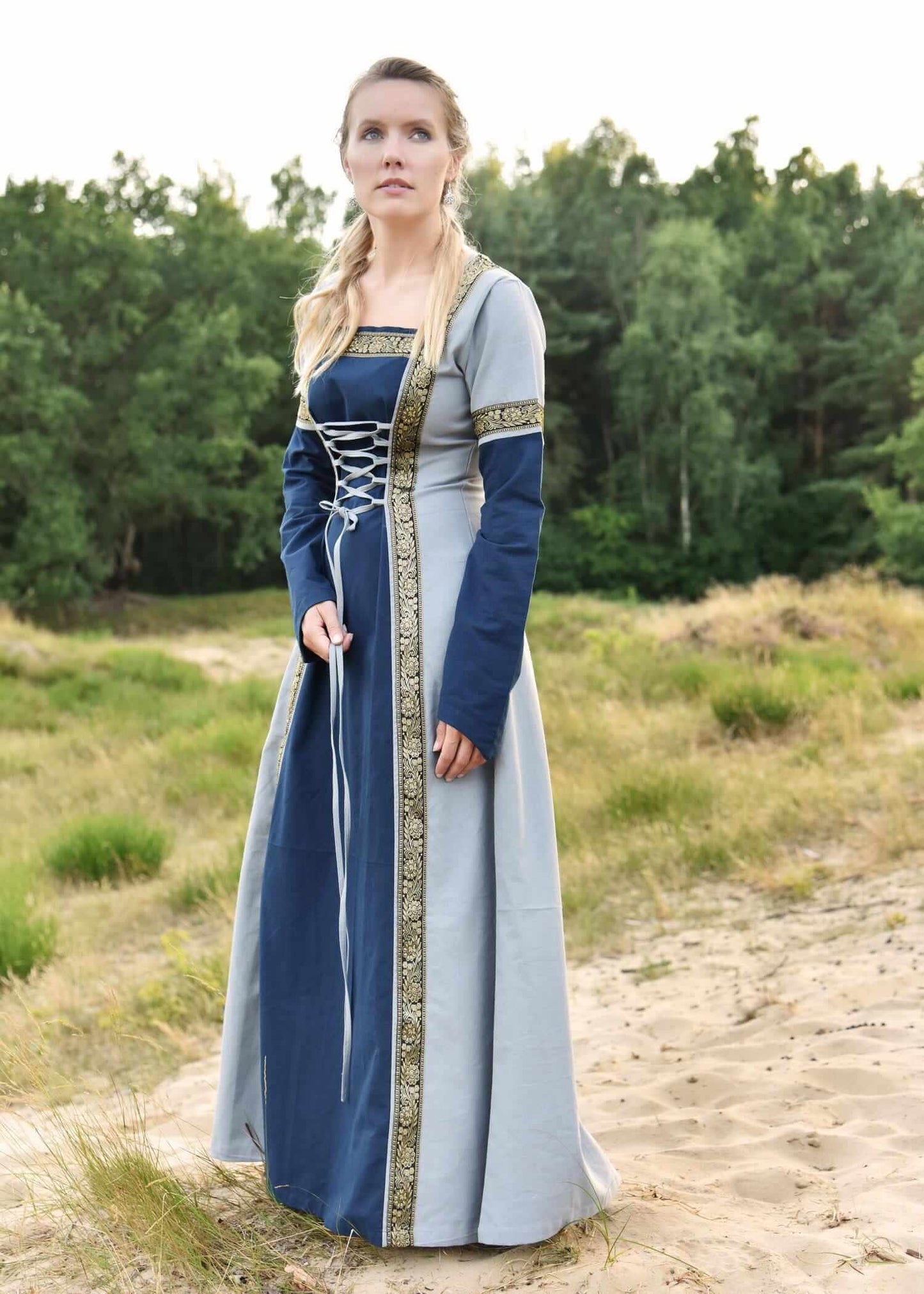 LARP DRESS FOR REENACTMENT: MEDIEVAL DRESS BLUE/BLUISH GRAY - Game On Board