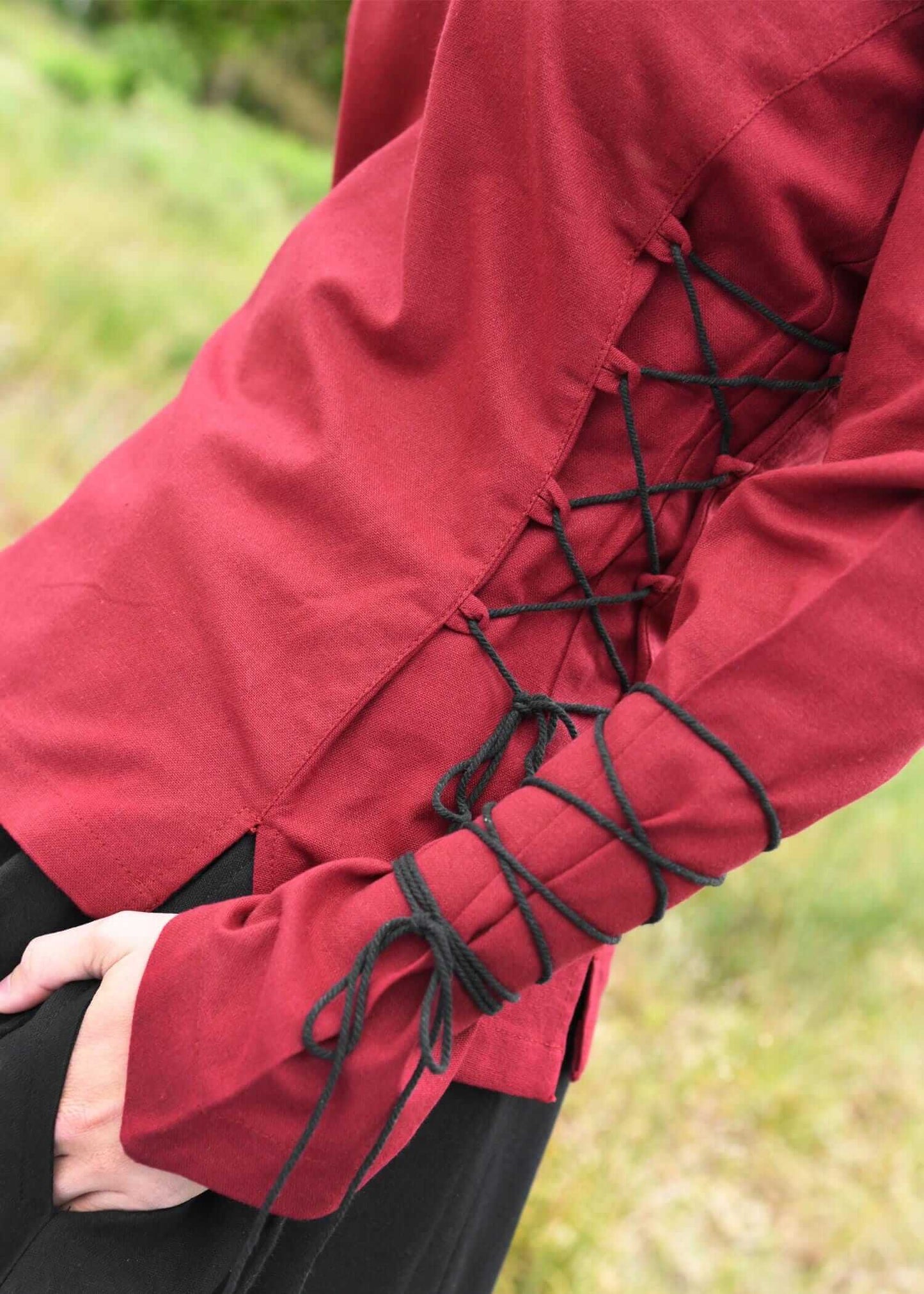 MEDIEVAL BLOUSE WITH LACES - WOMEN'S LARP SHIRT - BORDEAUX - Game On Board