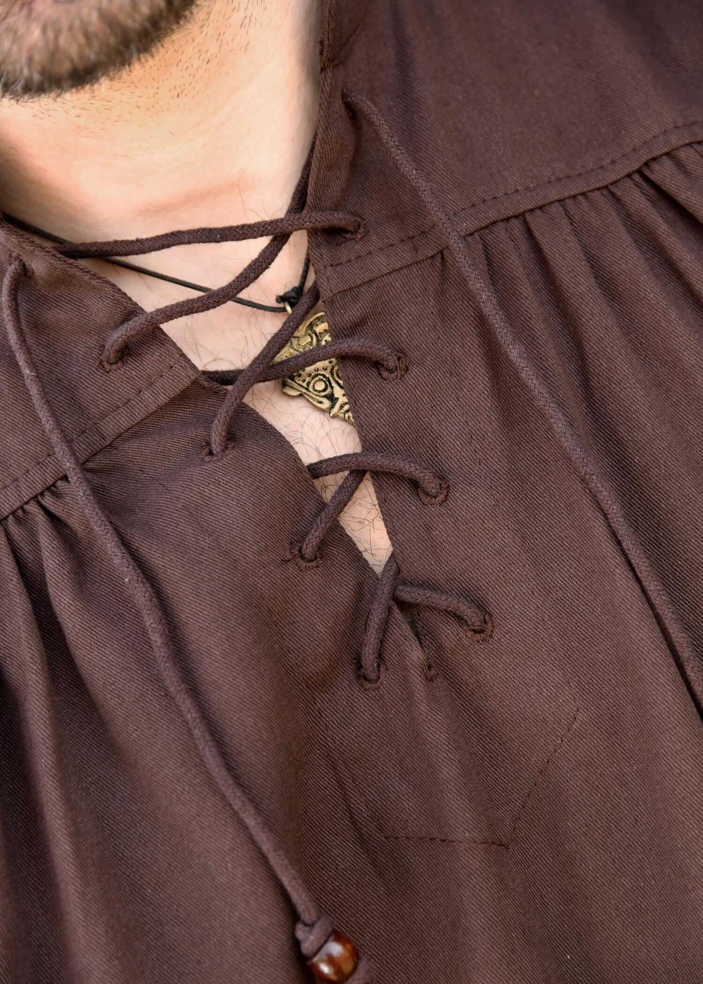 MEDIEVAL LARP SHIRT WITH SHORT SLEEVES - BROWN - Game On Board