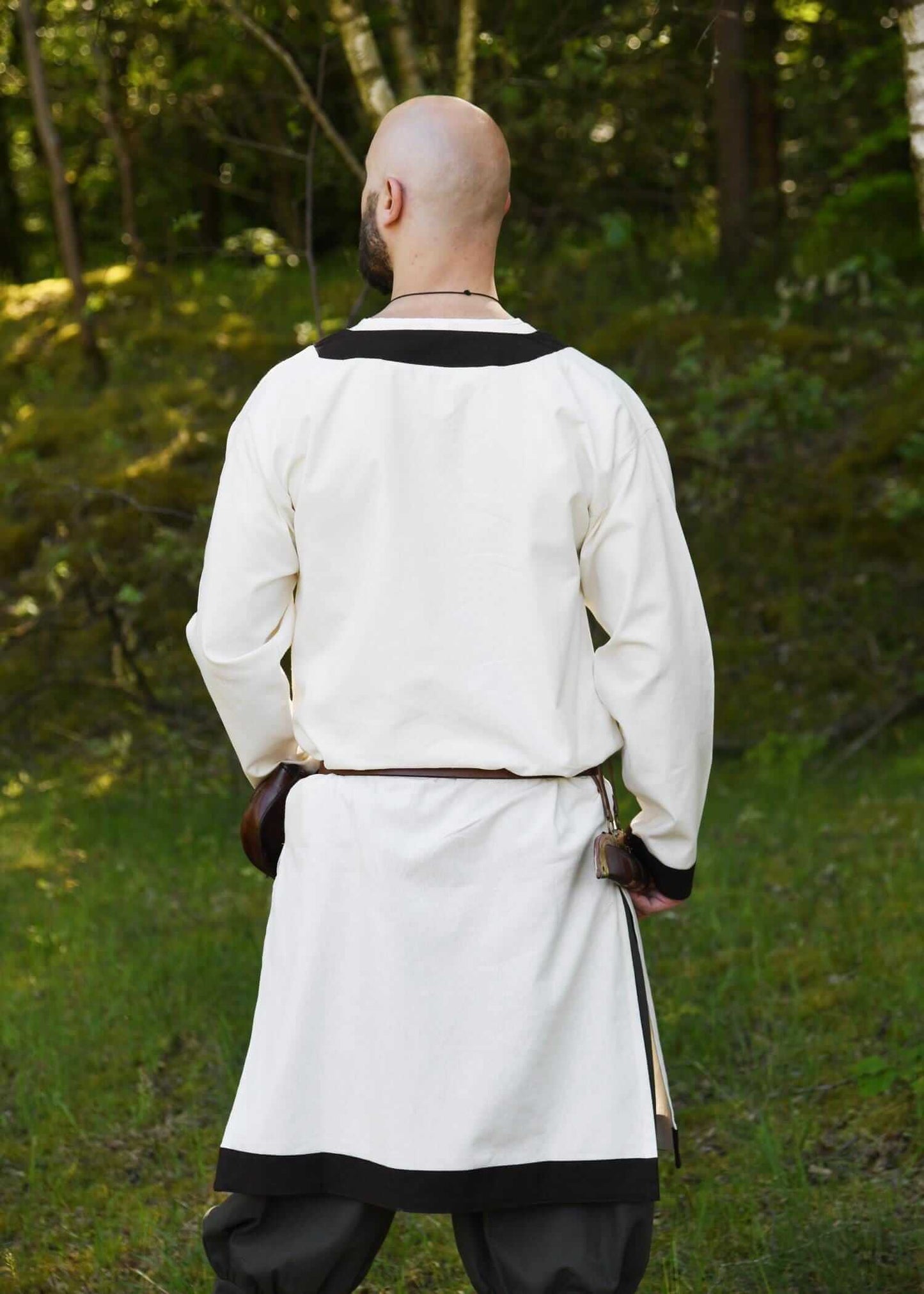 EARLY MEDIEVAL TUNIC FOR LARP WHITE/BROWN - Game On Board