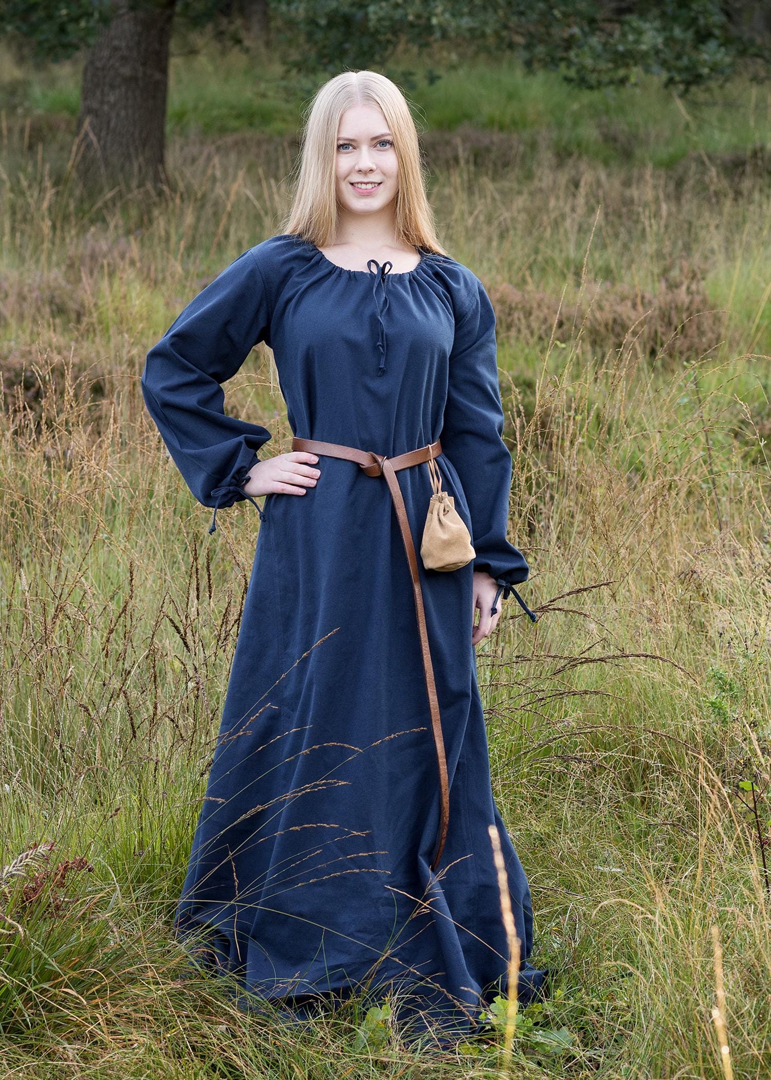 WOMEN'S MEDIEVAL DRESS - VIKING LARP DRESS - BLUE UNDERDRESS - Game On Board