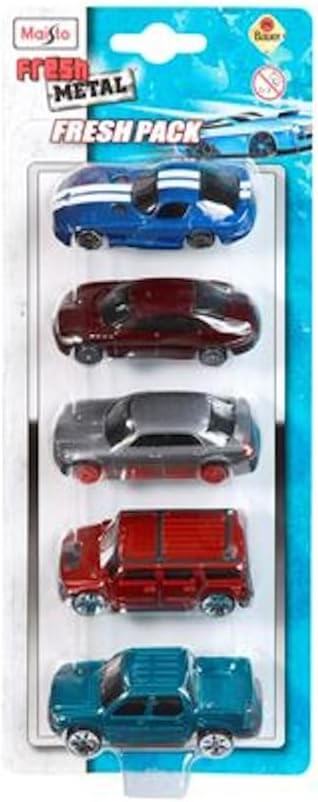 Fresh Metal model cars set of 5, featuring sports and off-road vehicles in 7.5 cm scale for kids' imaginative play.