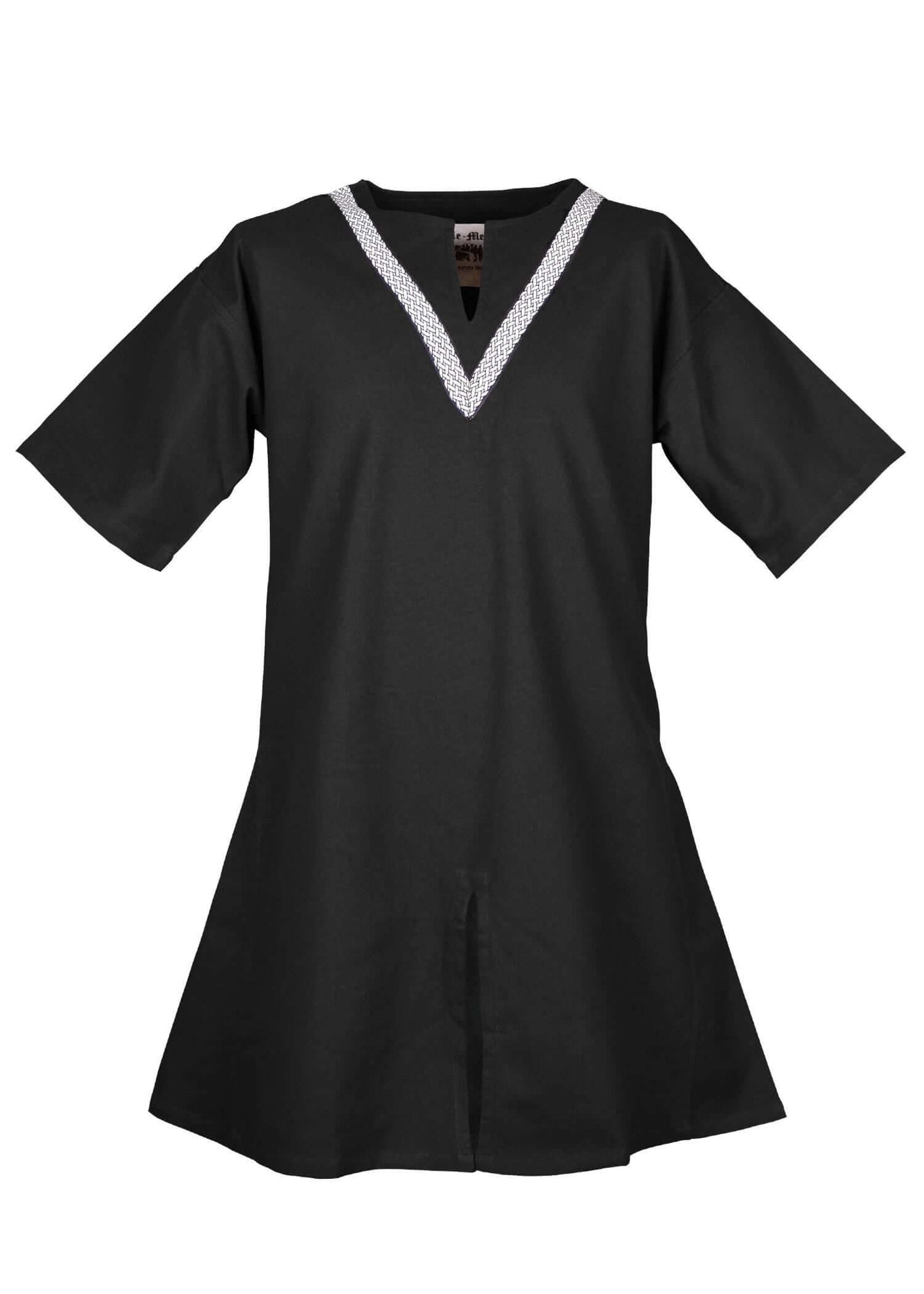 MEDIEVAL LARP TUNIC WITH SHORT SLEEVES AND TRIM - BLACK - Game On Board