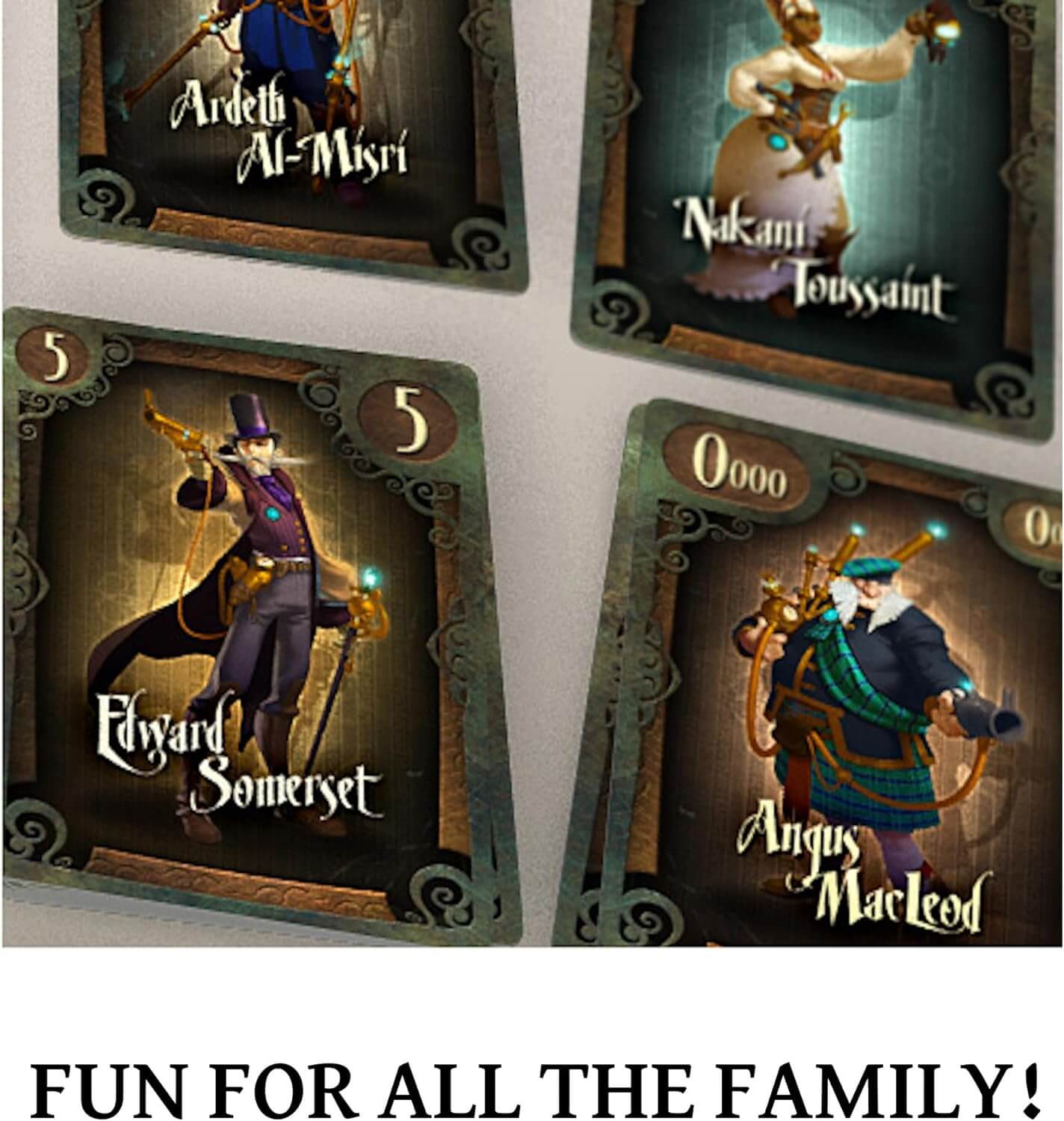 Playing cards from The Phantom Society featuring characters like Ardeth Al-Misri and Edward Somerset.