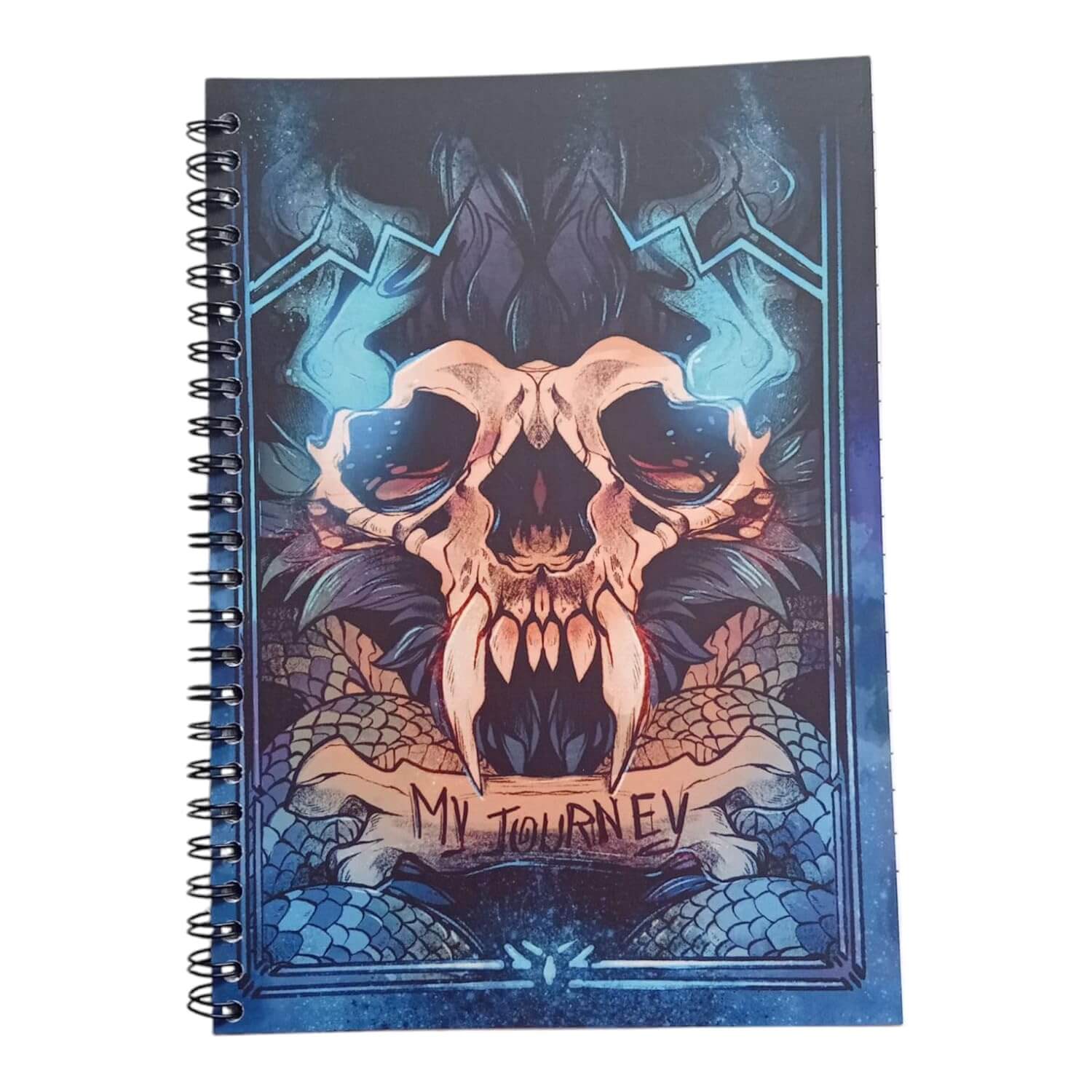 RPG notizbuch mit bedrohlichem Schädel-Design, perfekt für Rollenspieler und LARP-Anwendungen.