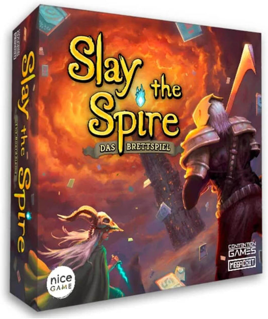 Cover of Slay the Spire board game featuring fantasy characters and vibrant artwork.