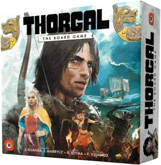 Thorgal the board game box cover featuring dynamic characters and Viking-inspired artwork.